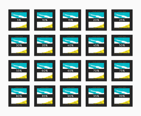 Discount of 5 to 99 percent. Set of discount cards . Discounts price tag. Sale discount. Black Friday. Cards discount.のイラスト素材