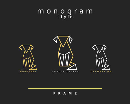 Set of design elements.  Elegant monogram design. Element decor. Emblem design.のイラスト素材