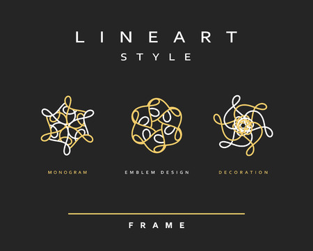 Set of design elements.  Elegant monogram design. Element decor. Emblem design.のイラスト素材