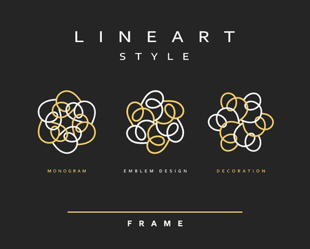 Set of design elements.  Elegant monogram design. Element decor. Emblem design.のイラスト素材