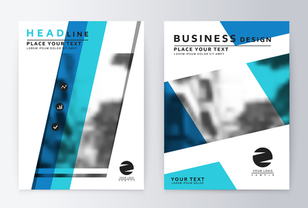Layout design template, annual report brochure. Business flyer design template background blueのイラスト素材
