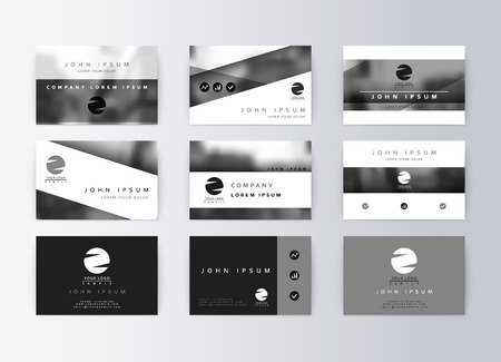 Set of business cards, gray background. Template information card. Concept corporate layout paper. Modern set card businessのイラスト素材