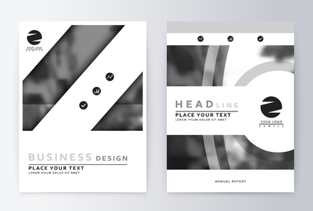 Layout design template, annual report brochure. Business flyer design template grey backgroundのイラスト素材
