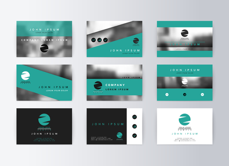 Set of business cards, turquoise background. Template information card. Concept corporate layout paper. Modern set card businessのイラスト素材