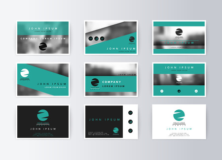 Set of business cards, turquoise background. Template information card. Concept corporate layout paper. Modern set card businessのイラスト素材
