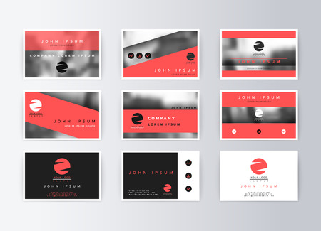 Set of business cards, pink background. Template information card. Concept corporate layout paper. Modern set card businessのイラスト素材