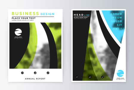 Layout design template, annual report brochure. Business flyer design template background green blue and white and greyのイラスト素材