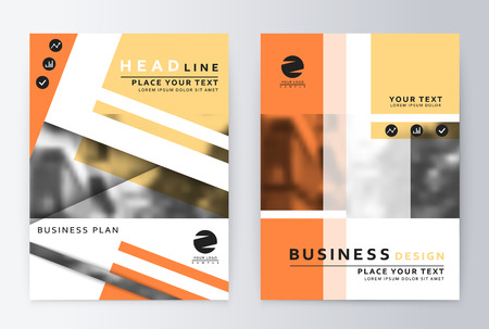 Layout design template, annual report brochure. Business flyer design template background of orange and peachのイラスト素材