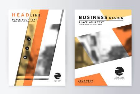 Layout design template, annual report brochure. Business flyer design template background of orange and peachのイラスト素材