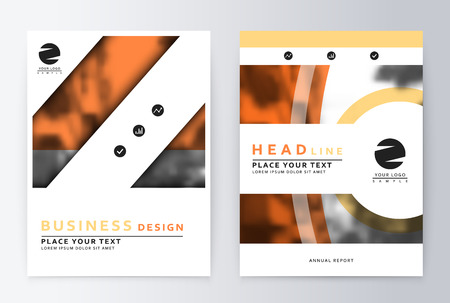 Layout design template, annual report brochure. Business flyer design template background of orange and peachのイラスト素材