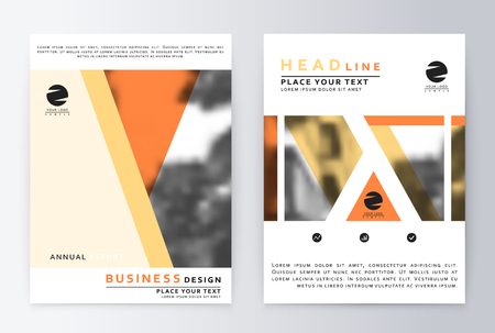 Layout design template, annual report brochure. Business flyer design template background of orange and peachのイラスト素材
