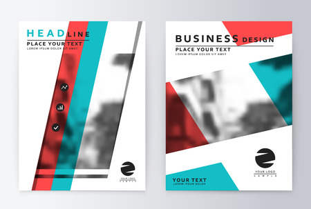 Layout design template, annual report brochure. Business flyer design template background blue and redのイラスト素材