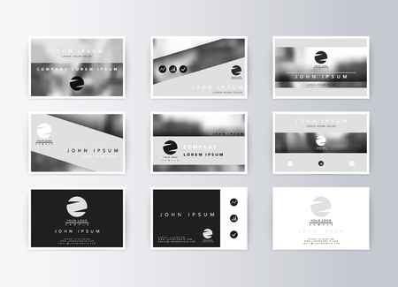 Set of business cards, gray background. Template information card. Concept corporate layout paper. Modern set card businessのイラスト素材