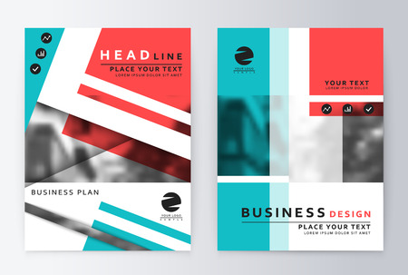 Layout design template, annual report brochure. Business flyer design template background blue and redのイラスト素材