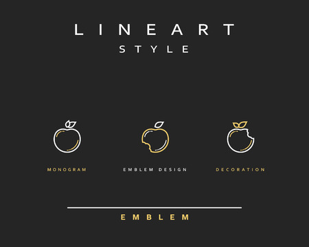 Apple icon style line art. Monogram emblem design style lineart. Icon for webのイラスト素材