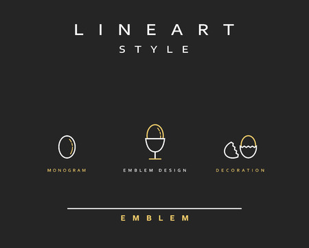 Egg vector icon style line art. Monogram emblem element design style lineart.のイラスト素材