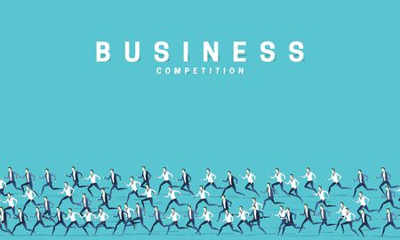 Lot of business people are moving in one direction, design in a flat style. People men vectorのイラスト素材