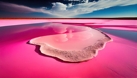 Lake pink abstract bright beautiful landscape background. generative aiの素材