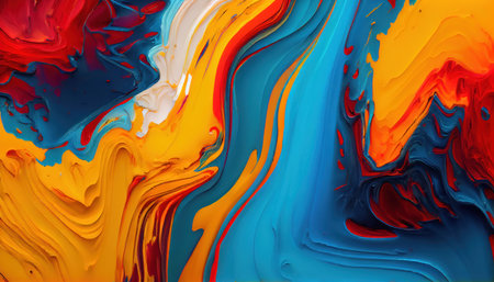 Background mixed liquid paint red, yellow, blue colors. Luxury marble texture. Marble wallpaper oil slick watercolor. liquid oil background. generative aiの素材
