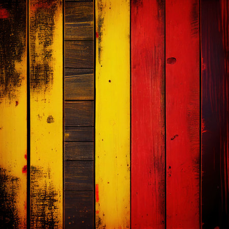 Wooden texture. Dark orange and red Painted old wood. Fence planks. Rustic background with space for design. ai generativeの素材