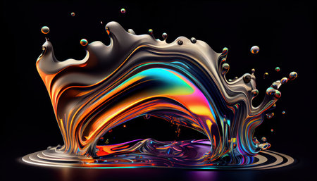 Background paint splash mixed liquid, red, yellow, purple blue, golden colors. Luxury marble texture. Marble wallpaper oil slick watercolor. liquid oil background. generative aiの素材