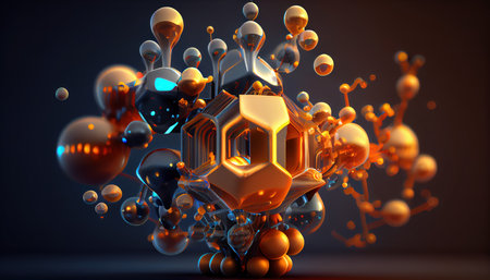 Abstract Molecules futuristic technology background design. generative aiの素材