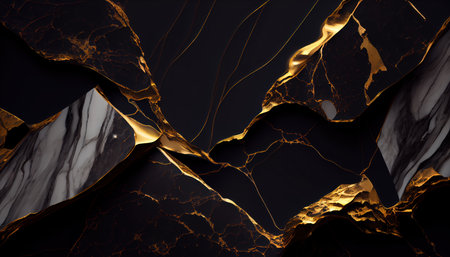 Background mixed black and gold colors. Luxury marble texture. Marble wallpaper. Dark and golden background. generative aiの素材