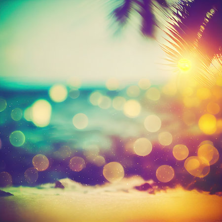Summer Tropical beach. Beach sun sea, summer colorful tropical background. Seascape of nature, sandy beach. ai generativeの素材