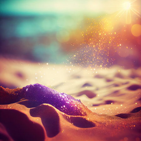 Summer beach. Beautiful sandy beach and soft blue ocean wave. Tropical sea background. marine summer background. generative aiの素材