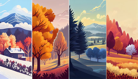 Autumn season. natural landscape. Autumn landscape. Beautiful landscape of nature. generative aiの素材