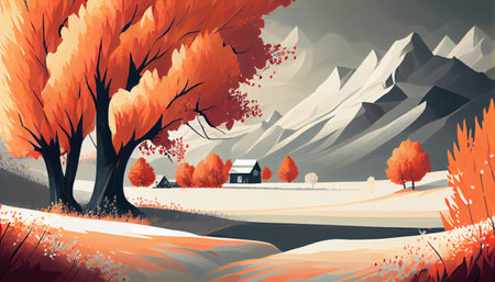 Autumn season. natural landscape. Autumn landscape. Beautiful landscape of nature. generative aiの素材