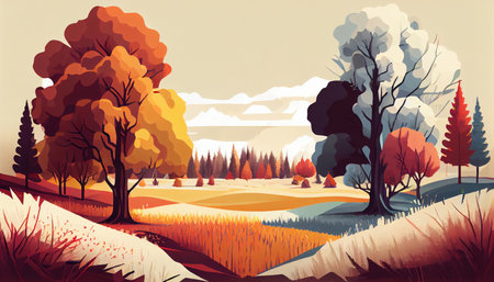 Autumn season. natural landscape. Autumn landscape. Beautiful landscape of nature. generative aiの素材