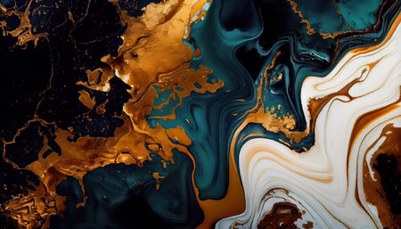 Background mixed liquid paint blue and white, gold colors. Luxury marble texture. Marble wallpaper oil slick watercolor. liquid oil background. generative aiの素材