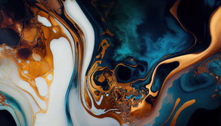 Background mixed liquid paint blue and white, gold colors. Luxury marble texture. Marble wallpaper oil slick watercolor. liquid oil background. generative aiの素材