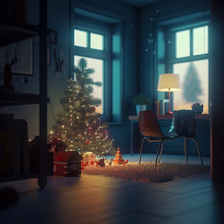 Merry Christmas and Happy new year. Festive design with decorative elements. holiday season. Greeting card, banner, poster. generative aiの素材