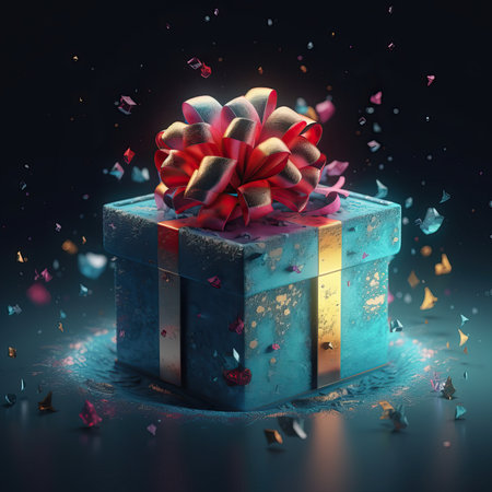 Christmas gifts box. Merry Christmas and Happy new year. Festive design with decorative elements. holiday season. Greeting card, banner, poster. generative aiの素材