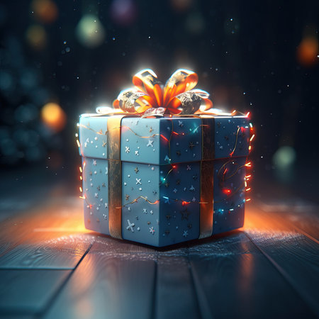 Christmas gifts box. Merry Christmas and Happy new year. Festive design with decorative elements. holiday season. Greeting card, banner, poster. generative aiの素材