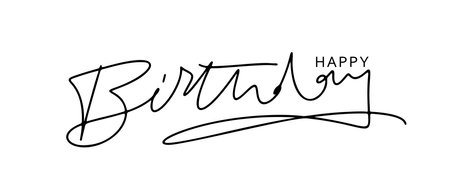 Happy birthday handwritten text lettering on white background. Vector illustrationのイラスト素材