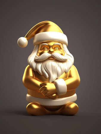 Golden metallic santa claus. Festive new year golden santa character. generative aiの素材