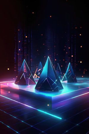 Abstract background. Minimal poster holographic reflective material, 3d rendering geometrical shapes. generative aiの素材