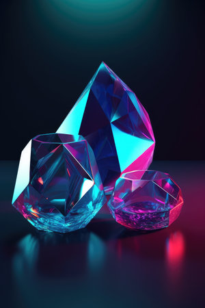 Abstract background. Minimal poster holographic reflective material, 3d rendering geometrical shapes. generative aiの素材