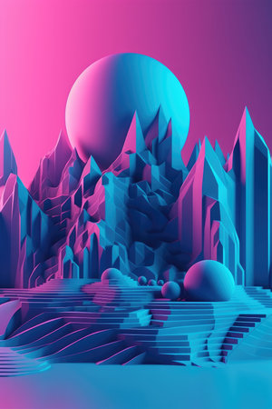 Abstract background. Minimal poster holographic reflective material, 3d rendering geometrical shapes. generative aiの素材
