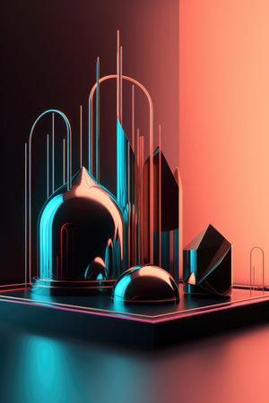 Abstract background. Minimal poster holographic reflective material, 3d rendering geometrical shapes. generative aiの素材