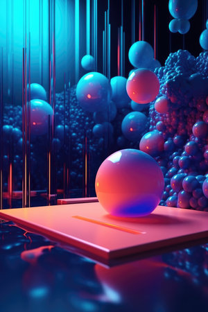 Abstract background. Minimal poster holographic reflective material, 3d rendering geometrical shapes. generative aiの素材