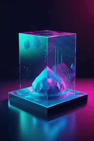 Abstract background. Minimal poster holographic reflective material, 3d rendering geometrical shapes. generative aiの素材