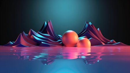 Abstract background. Minimal poster holographic reflective material, 3d rendering geometrical shapes. generative aiの素材