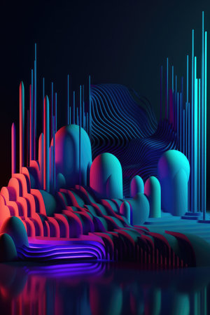 Abstract background. Minimal poster holographic reflective material, 3d rendering geometrical shapes. generative aiの素材