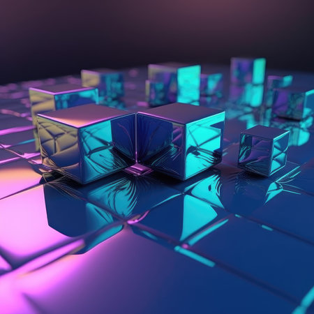 Abstract background. Minimal poster holographic reflective material, 3d rendering geometrical shapes. generative aiの素材