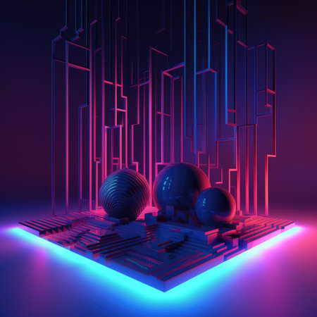 Abstract background. Minimal poster holographic reflective material, 3d rendering geometrical shapes. generative aiの素材