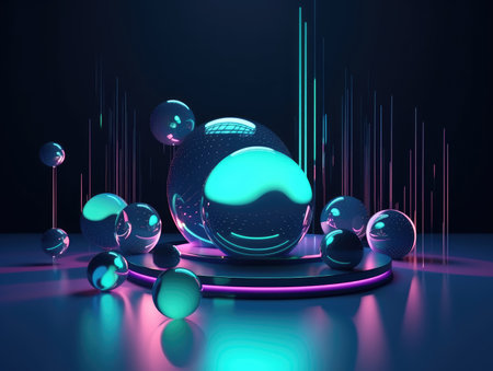Abstract background. Minimal poster holographic reflective material, 3d rendering geometrical shapes. generative aiの素材